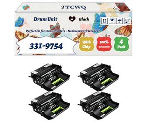 TTCWQ Compatible for Dell 331-9754 Drum Unit Work for Dell B5460dn B5465dnf S5830dn Printers, with Chip, High Yield 100000 Pages, High-Definition Printing (4 Pack Black)