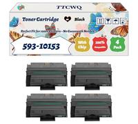 TTCWQ Compatible for Dell 593-10153 Toner Cartridge Work for Dell 1815n 1815dn Printers, with Chip, High Yield 6000 Pages, High-Definition Printing (4 Pack Black)