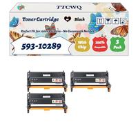 TTCWQ Compatible for Dell 593-10289 593-10294 593-10296 593-10291 Toner Cartridge Work for Dell 3130 3130cn Printers, with Chip, High Yield 9000 Pages, High-Definition Printing (3 Pack Black)