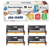 TTCWQ Compatible for Dell 593-10289 Toner Cartridges Work for Dell 593-10290 593-10291 593-10292 3130cn Printers, with Chip, High Yield 10000 Pages, High-Definition Printing (4 Pack Black)
