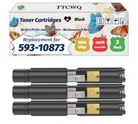 TTCWQ Compatible for Dell 593-10873 Toner Cartridges Work for Dell 7130CDN Printers, with Chip, High Yield 19000 Pages, High-Definition Printing (3 Pack Black)