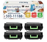 TTCWQ Compatible for Dell 593-11188 Toner Cartridges Work for Dell B 5460dn B 5465dnf Printers, with Chip, High Yield 45000 Pages, High-Definition Printing (4 Pack Black)