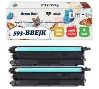 TTCWQ Compatible for Dell 593-BBEJK Drum Unit Work for Dell C 2660dn C 3760n C 2665dnf C 3765dnf C 3760dn Printers, with Chip, High Yield 60000 Pages, High-Definition Printing (2 Pack Black)