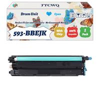 TTCWQ Compatible for Dell 593-BBEJK Drum Unit Work for Dell C 2660dn C 3760n C 2665dnf C 3765dnf C 3760dn Printers, with Chip, High Yield 60000 Pages, High-Definition Printing (1 Pack Cyan)