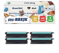 TTCWQ Compatible for Dell 593-BBEJK Drum Unit Work for Dell C 2660dn C 3760n C 2665dnf C 3765dnf C 3760dn Printers, with Chip, High Yield 60000 Pages, High-Definition Printing (4 Pack Black)