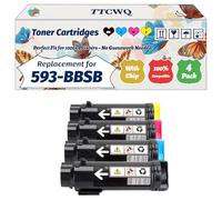 TTCWQ Compatible for Dell 593-BBSB Toner Cartridges Work for Dell H625cdw H825cdw S2825cdn Printers, with Chip, High Yield 3000 Pages, High-Definition Printing (4-Pack BK/C/M/Y)