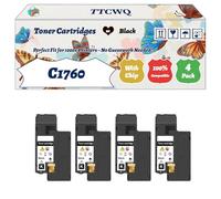 TTCWQ Compatible for Dell C1760 Toner Cartridges Work for Dell C1760nw C1765nf C1765nfw 1250C Printers, with Chip, High Yield 3000 Pages, High-Definition Printing (4 Pack Black)