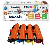TTCWQ Compatible for Dell C2660dn Drum Unit Work for Dell C2660dn C2665dnf Printers, with Chip, High Yield 60000 Pages, High-Definition Printing (4-Pack BK/C/M/Y)