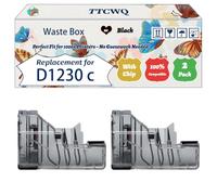 TTCWQ Compatible for Dell D1230 c Waste Box Work for Dell 1235 c 1235 cn Printers, with Chip, High Yield 10000 Pages, High-Definition Printing (2-Pack Black)