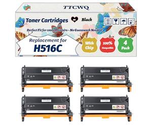 TTCWQ Compatible for Dell H516C Toner Cartridges Work for Dell 3130CN Printers, with Chip, High Yield 8000 Pages, High-Definition Printing (4 Pack Black)