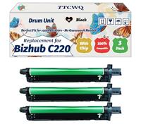 TTCWQ Compatible for Konica Minolta Bizhub C220 Drum Unit Work for Konica Minolta Bizhub C220 Bizhub C280 Printers, with Chip, High Yield 80000 Pages, High-Definition Printing (3 Pack Black)