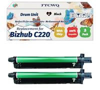 TTCWQ Compatible for Konica Minolta Bizhub C220 Drum Unit Work for Konica Minolta Bizhub C220 Bizhub C280 Printers, with Chip, High Yield 80000 Pages, High-Definition Printing (2 Pack Black)