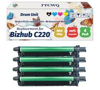 TTCWQ Compatible for Konica Minolta Bizhub C220 Drum Unit Work for Konica Minolta Bizhub C220 Bizhub C280 Printers, with Chip, High Yield 80000 Pages, High-Definition Printing (4-Pack BK/C/M/Y)