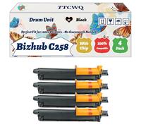 TTCWQ Compatible for Konica Minolta Bizhub C258 Drum Unit Work for Konica Minolta Bizhub C258 Bizhub C368 Bizhub Printers (4 Pack Black)