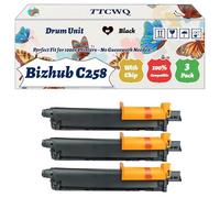 TTCWQ Compatible for Konica Minolta Bizhub C258 Drum Unit Work for Konica Minolta Bizhub C258 Bizhub C368 Bizhub Printers (3 Pack Black)