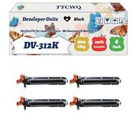 TTCWQ Compatible for Konica Minolta DV-312K Developer Units Work for Konica Minolta BizHub 227 287 287e 367 Printers, with Chip, High Yield 600000 Pages, High-Definition Printing (4 Pack Black)