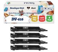 TTCWQ Compatible for Konica Minolta DV-616 Developer Unit Work for Konica Minolta Bizhub Press C1100 Press C1085 Printers, with Chip, High Yield 85000 Pages, High-Definition Printing (4 Pack Black)