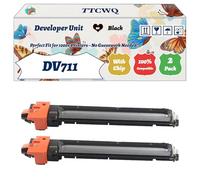 TTCWQ Compatible for Konica Minolta DV711 Developer Unit Work for Konica Minolta Bizhub C654 C654e C754 C754e Printers, with Chip, High Yield 30000 Pages, High-Definition Printing (2-Pack Black)