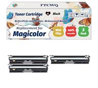 TTCWQ Compatible for Konica Minolta Magicolor 1650EN Toner Cartridge Work for Konica Minolta Magicolor 1600W 1650EN 1650END 1650ENDT 1680MF 1690MF Printers (3 Pack Black)