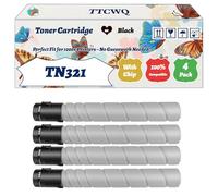 TTCWQ Compatible for Konica Minolta TN321 Toner Cartridge Work for Konica Minolta Bizhub C224 Bizhub C284 Bizhub Printers (4 Pack Black)