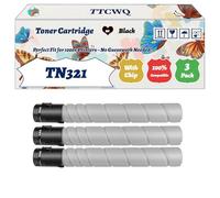 TTCWQ Compatible for Konica Minolta TN321 Toner Cartridge Work for Konica Minolta Bizhub C224 Bizhub C284 Bizhub Printers (3 Pack Black)