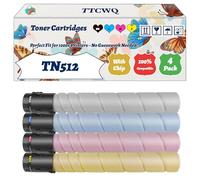 TTCWQ Compatible for Konica Minolta TN512 Toner Cartridges Work for Konica Minolta Bizhub C 454 Bizhub C 454 e Bizhub C 554 Bizhub C 554 Printers (4-Pack BK/C/M/Y)