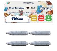TTCWQ Compatible for Konica Minolta TN622 Toner Cartridge Work for Konica Minolta BizHub Press C1085 C1100 Printers, with Chip, High Yield 95000 Pages, High-Definition Printing (4 Pack Black)