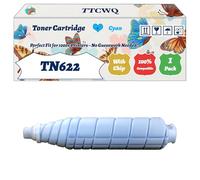 TTCWQ Compatible for Konica Minolta TN622 Toner Cartridge Work for Konica Minolta BizHub Press C1085 C1100 Printers, with Chip, High Yield 95000 Pages, High-Definition Printing (1 Pack Cyan)
