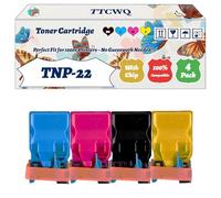 TTCWQ Compatible for Konica Minolta TNP-22 Toner Cartridge Work for Konica Minolta BizHub C25 Printers, with Chip, High Yield 6000 Pages, High-Definition Printing (4-Pack BK/C/M/Y)