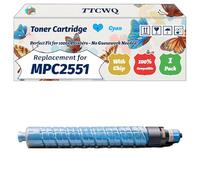 TTCWQ Compatible for Ricoh MPC2551 Toner Cartridge Work for Ricoh Aficio MPC2051 Aficio MPC2051AD Aficio MPC2551 Aficio Printers (1 Pack Cyan)