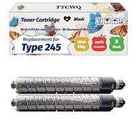 TTCWQ Compatible for Ricoh Type 245 Toner Cartridge Work for Ricoh Aficio CL4000DN Aficio SPC410DN Aficio SPC420DN Printers, with Chip, High Yield 18000 Pages, High-Definition Printing (2 Pack Black)
