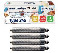 TTCWQ Compatible for Ricoh Type 245 Toner Cartridge Work for Ricoh Aficio CL4000DN Aficio SPC410DN Aficio SPC420DN Printers, with Chip, High Yield 18000 Pages, High-Definition Printing (4 Pack Black)