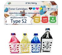 TTCWQ Compatible for Ricoh Type S2 Toner Cartridges Work for Ricoh Aficio 3260C 3260CMF 5560C Printers, with Chip, High Yield 46000 Pages, High-Definition Printing (4-Pack BK/C/M/Y)