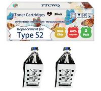 TTCWQ Compatible for Ricoh Type S2 Toner Cartridges Work for Ricoh Aficio 3260C 3260CMF 5560C Printers, with Chip, High Yield 46000 Pages, High-Definition Printing (2 Pack Black)