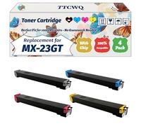 TTCWQ Compatible for Sharp MX-23GT MX23GT Toner Cartridge Work for Sharp MX-2614N MX-2616N MX-3111U MX-3114N Printers, with Chip, High Yield 15000 Pages, High-Definition Printing (4-Pack BK/C/M/Y)