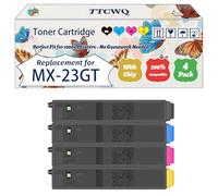 TTCWQ Compatible for Sharp MX-23GT MX23GTBA MX23GTCA MX23GTMA MX23GTYA Toner Cartridge Work for Sharp MX-1810U MX-2310N MX-2314NSE Printers (4-Pack BK/C/M/Y)