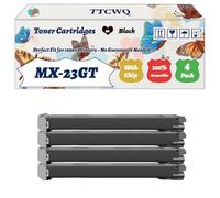 TTCWQ Compatible for Sharp MX-23GT Toner Cartridges Work for Sharp MX-2614N MX-2310U MX-3010 MX-3111U Printers, with Chip, High Yield 18000 Pages, High-Definition Printing (4 Pack Black)