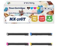 TTCWQ Compatible for Sharp MX-31GT Toner Cartridges Work for Sharp MX-5101NSP MX-2301N MX-2600N Printers, with Chip, High Yield 28000 Pages, High-Definition Printing (4-Pack BK/C/M/Y)