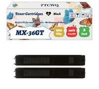 TTCWQ Compatible for Sharp MX-36GT Toner Cartridges Work for Sharp MX-2640N MX-3115N MX-3140N MX-3640N Printers, with Chip, High Yield 25000 Pages, High-Definition Printing (2 Pack Black)