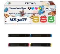 TTCWQ Compatible for Sharp MX-36GT Toner Cartridges Work for Sharp MX-2640N MX-3115N MX-3140N MX-3640N Printers, with Chip, High Yield 25000 Pages, High-Definition Printing (4-Pack BK/C/M/Y)