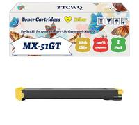 TTCWQ Compatible for Sharp MX-51GT Toner Cartridges Work for Sharp MX-5112NA MX-5112NSP MX-5140N MX-5141N Printers, with Chip, High Yield 40000 Pages, High-Definition Printing (1 Pack Yellow)