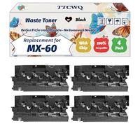 TTCWQ Compatible for Sharp MX-60 Waste Toner Container Work for Sharp MX-4060 MX-4070 MX-5050 MX-5070 MX-6050 Printers (4 Pack Black)