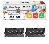 TTCWQ Compatible for Sharp MX-60 Waste Toner Container Work for Sharp MX-4060 MX-4070 MX-5050 MX-5070 MX-6050 Printers (2-Pack Black)