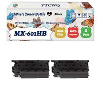 TTCWQ Compatible for Sharp MX-601HB Waste Toner Bottle Work for Sharp MX-3570N MX-3561 MX-3560V MX-3560N Printers, with Chip, High Yield 50000 Pages, High-Definition Printing (2-Pack Black)