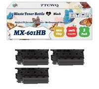 TTCWQ Compatible for Sharp MX-601HB Waste Toner Bottle Work for Sharp MX-4060N MX-4060 MX-4051 MX-4050V Printers, with Chip, High Yield 50000 Pages, High-Definition Printing (3 Pack Black)