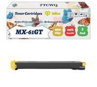 TTCWQ Compatible for Sharp MX-61GT Toner Cartridges Work for Sharp MX-3050 MX-3000 MX-2651 MX-2630N Printers, with Chip, High Yield 40000 Pages, High-Definition Printing (1 Pack Yellow)
