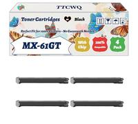 TTCWQ Compatible for Sharp MX-61GT Toner Cartridges Work for Sharp MX-3570N MX-3561 MX-3560V MX-3560N Printers, with Chip, High Yield 40000 Pages, High-Definition Printing (4 Pack Black)