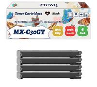 TTCWQ Compatible for Sharp MX-C30GT Toner Cartridges Work for Sharp MX-C250FE MX-C300WE MX-C301W MX-C304W Printers, with Chip, High Yield 24000 Pages, High-Definition Printing (4 Pack Black)