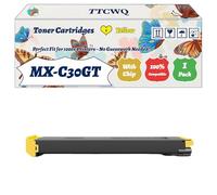 TTCWQ Compatible for Sharp MX-C30GT Toner Cartridges Work for Sharp MX-C250FE MX-C300WE MX-C301W MX-C304W Printers, with Chip, High Yield 24000 Pages, High-Definition Printing (1 Pack Yellow)