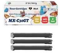 TTCWQ Compatible for Sharp MX-C30GT Toner Cartridges Work for Sharp MX-C250FE MX-C300WE MX-C301W MX-C304W Printers, with Chip, High Yield 24000 Pages, High-Definition Printing (3 Pack Black)